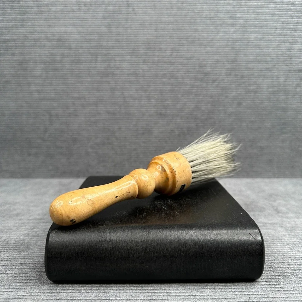 Vintage Marvy Boar Bristle Neck Duster Barber Brush Wood Handle 7 Inch